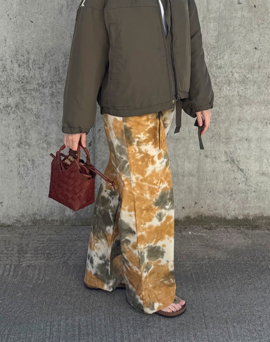 Elouise Abstract Cotton Bukser - Forest Combo